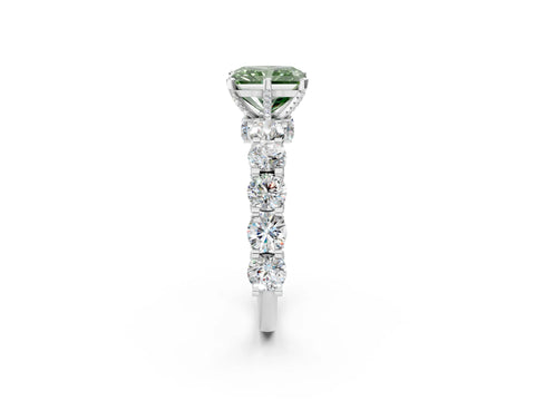 White gold Round Diamond Side Stone Engagement Ring with Six-Prong Setting_2