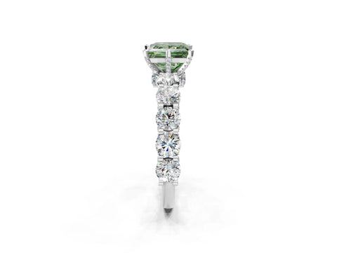 White gold Round Diamond Side Stone Engagement Ring with Six-Prong Setting_2