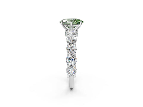 White gold Round Diamond Side Stone Engagement Ring with Six-Prong Setting_2