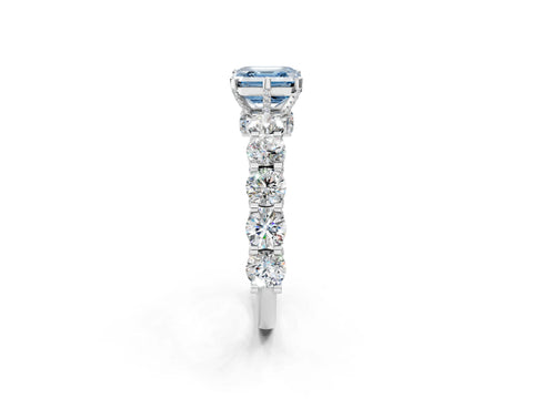 White gold Round Diamond Side Stone Engagement Ring with Six-Prong Setting_2