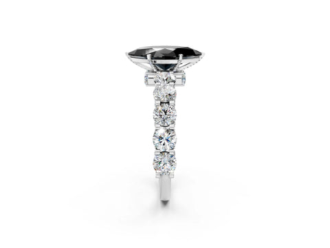 White gold Round Diamond Side Stone Engagement Ring with Six-Prong Setting_2