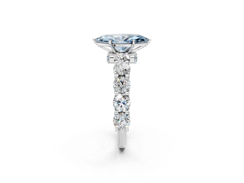 White gold Round Diamond Side Stone Engagement Ring with Six-Prong Setting_2
