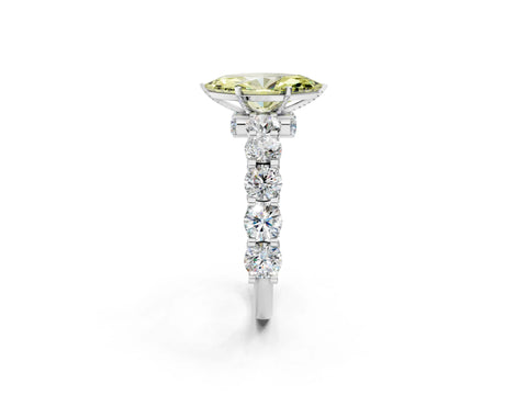 White gold Round Diamond Side Stone Engagement Ring with Six-Prong Setting_2
