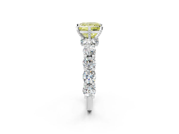 White gold Round Diamond Side Stone Engagement Ring with Six-Prong Setting