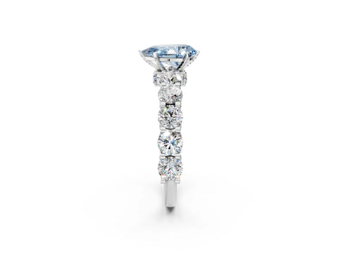 White gold Round Diamond Side Stone Engagement Ring with Six-Prong Setting_2