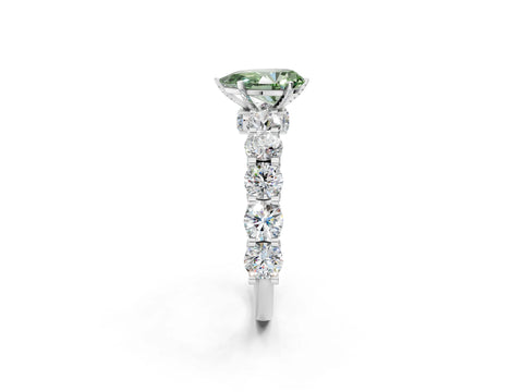 White gold Round Diamond Side Stone Engagement Ring with Six-Prong Setting_2
