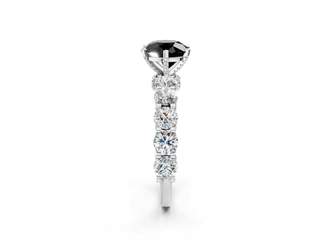 White gold Round Diamond Side Stone Engagement Ring with Six-Prong Setting_2