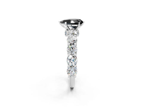 White gold Round Diamond Side Stone Engagement Ring with Six-Prong Setting_2