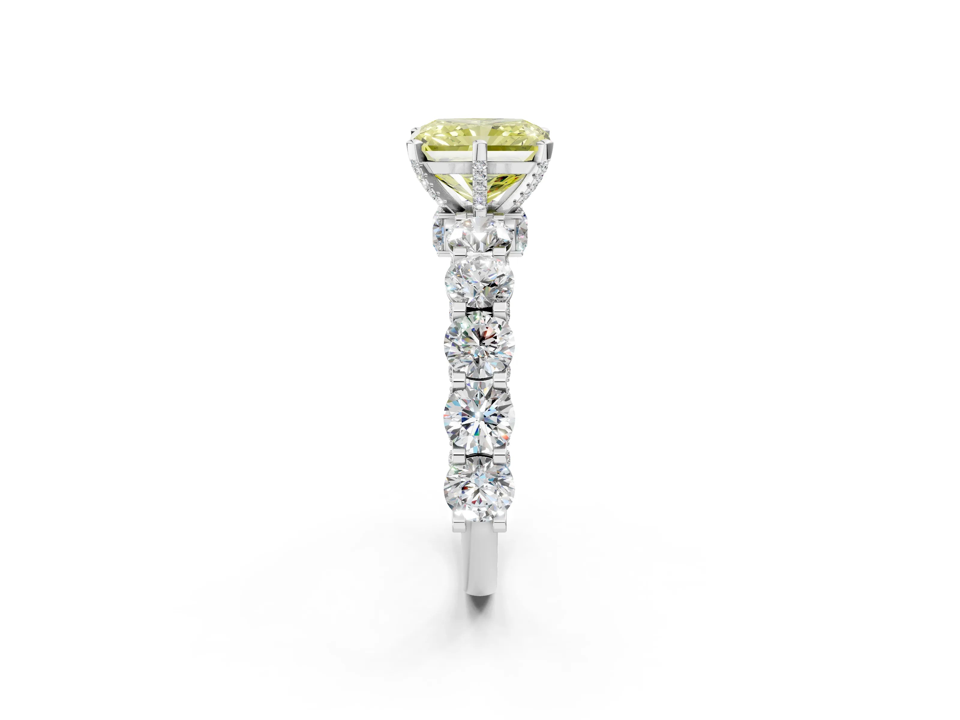 White gold Round Diamond Side Stone Engagement Ring with Six-Prong Setting_2