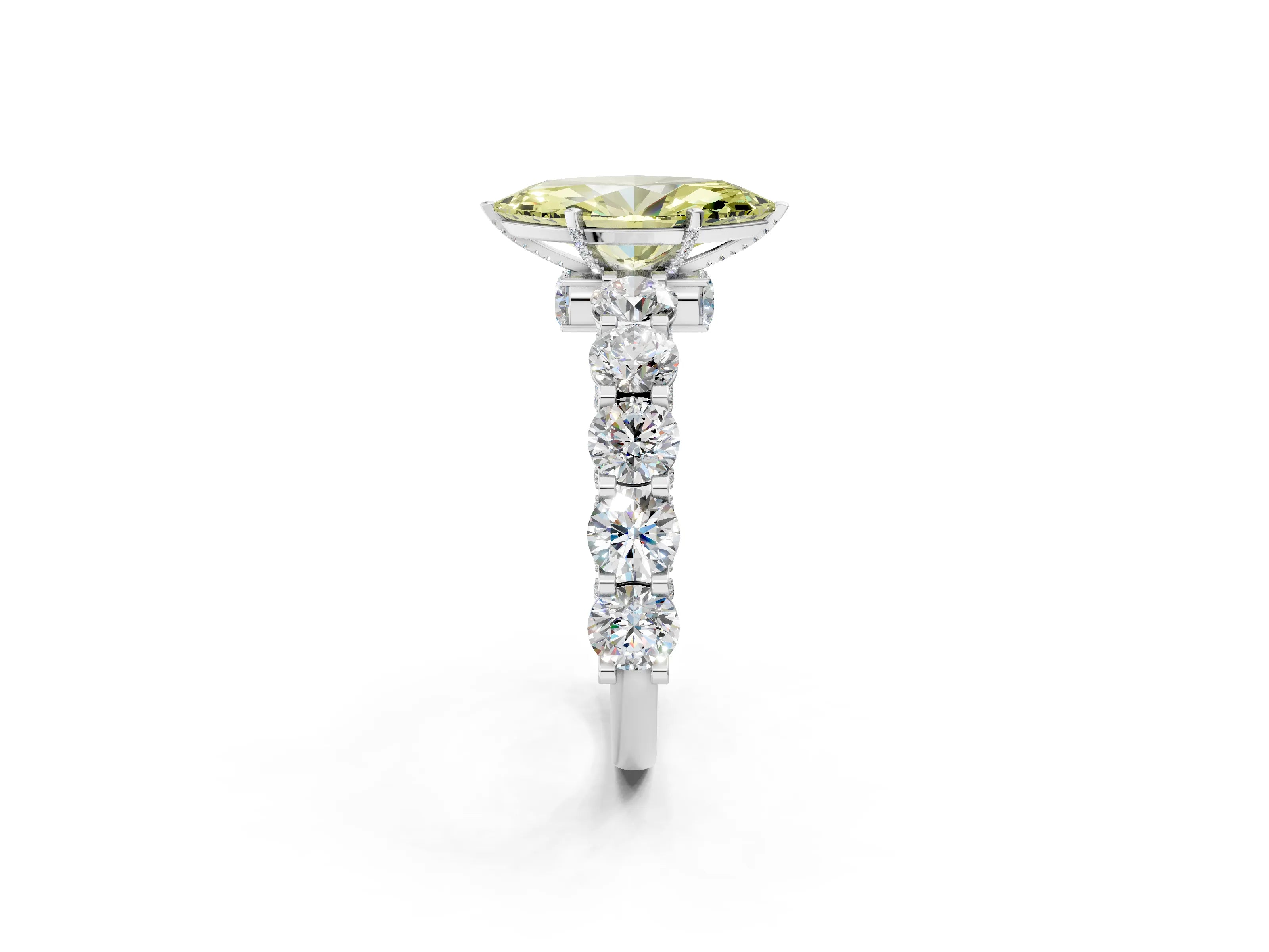 White gold Round Diamond Side Stone Engagement Ring with Six-Prong Setting_2