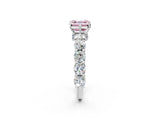 White gold Round Diamond Side Stone Engagement Ring with Six-Prong Setting_2
