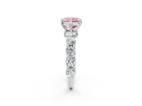 White gold Round Diamond Side Stone Engagement Ring with Six-Prong Setting_2