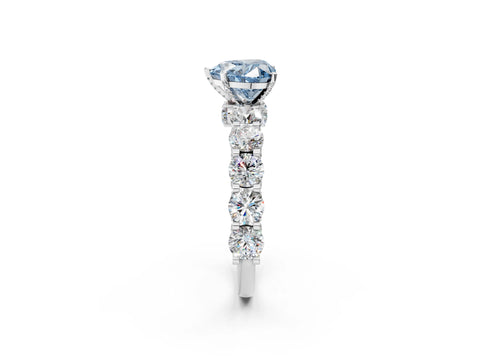 White gold Round Diamond Side Stone Engagement Ring with Six-Prong Setting_2