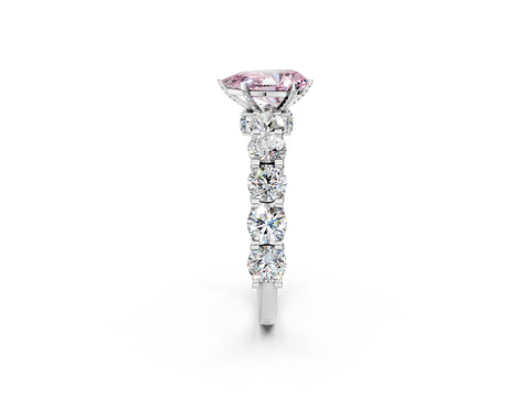 White gold Round Diamond Side Stone Engagement Ring with Six-Prong Setting_2