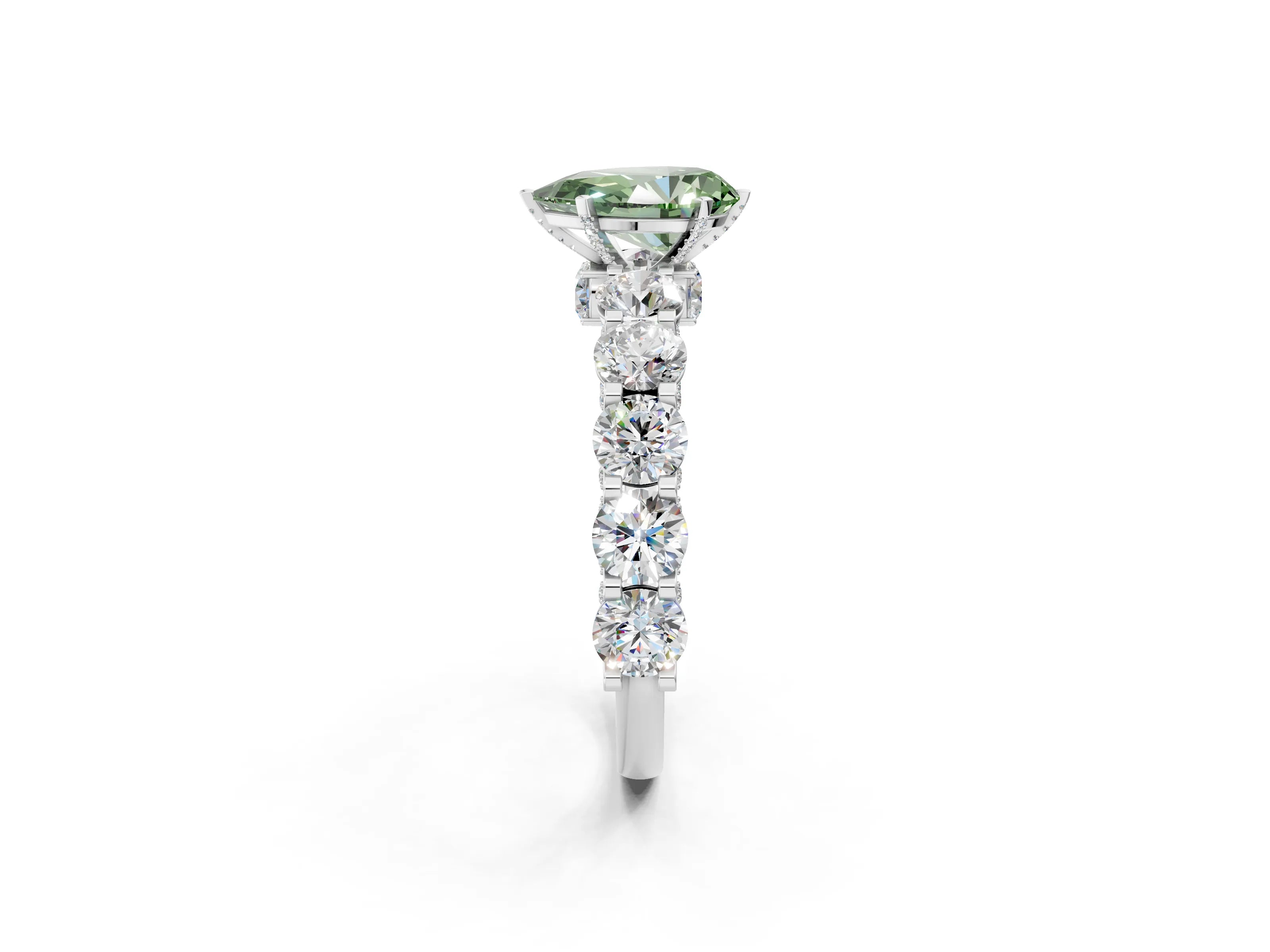 White gold Round Diamond Side Stone Engagement Ring with Six-Prong Setting_2