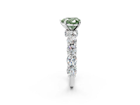 White gold Round Diamond Side Stone Engagement Ring with Six-Prong Setting_2
