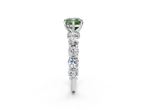 White gold Round Diamond Side Stone Engagement Ring with Six-Prong Setting_2