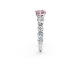 White gold Round Diamond Side Stone Engagement Ring with Six-Prong Setting_2