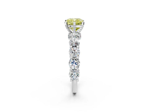 White gold Round Diamond Side Stone Engagement Ring with Six-Prong Setting_2