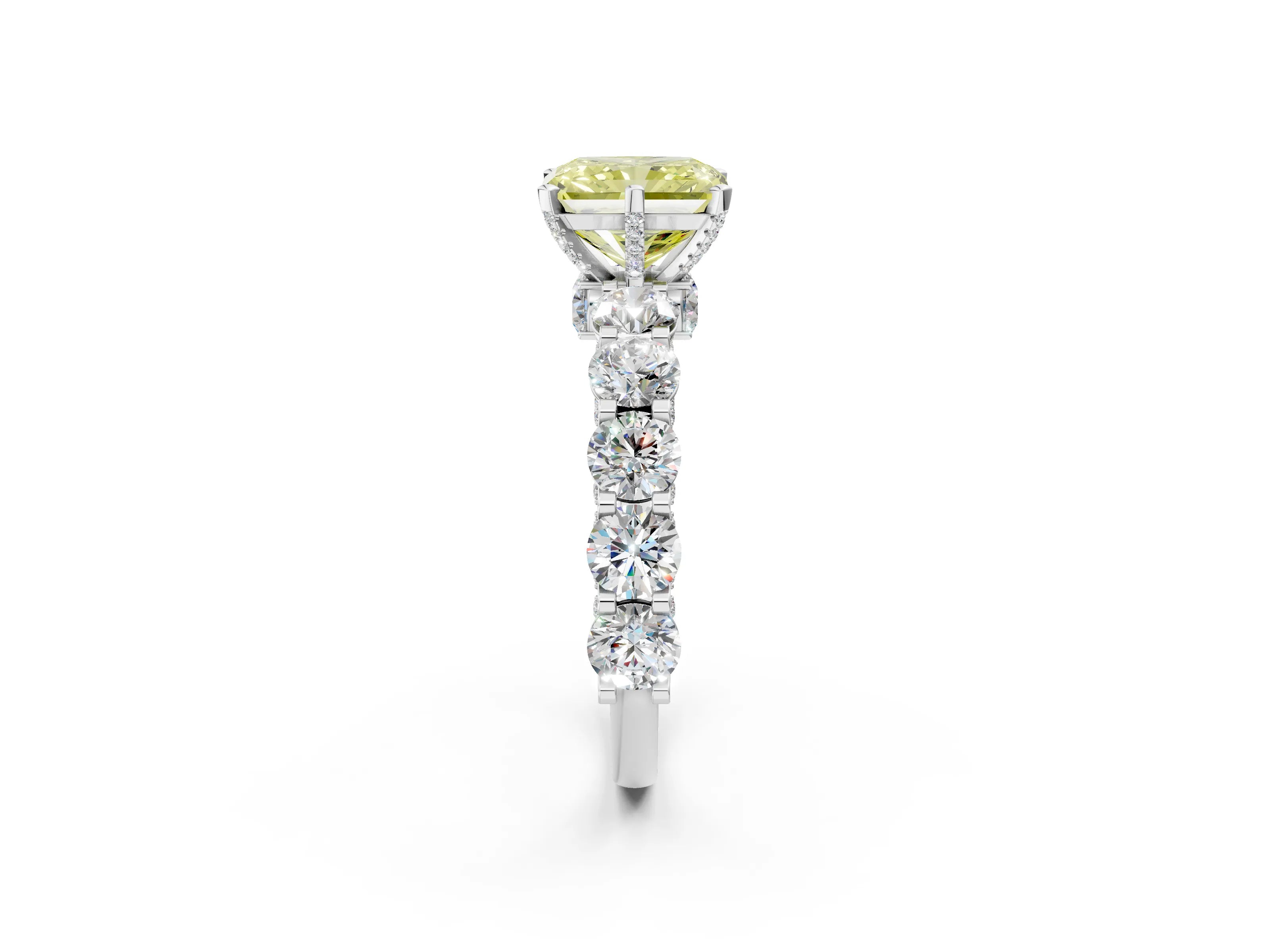 White gold Round Diamond Side Stone Engagement Ring with Six-Prong Setting_30