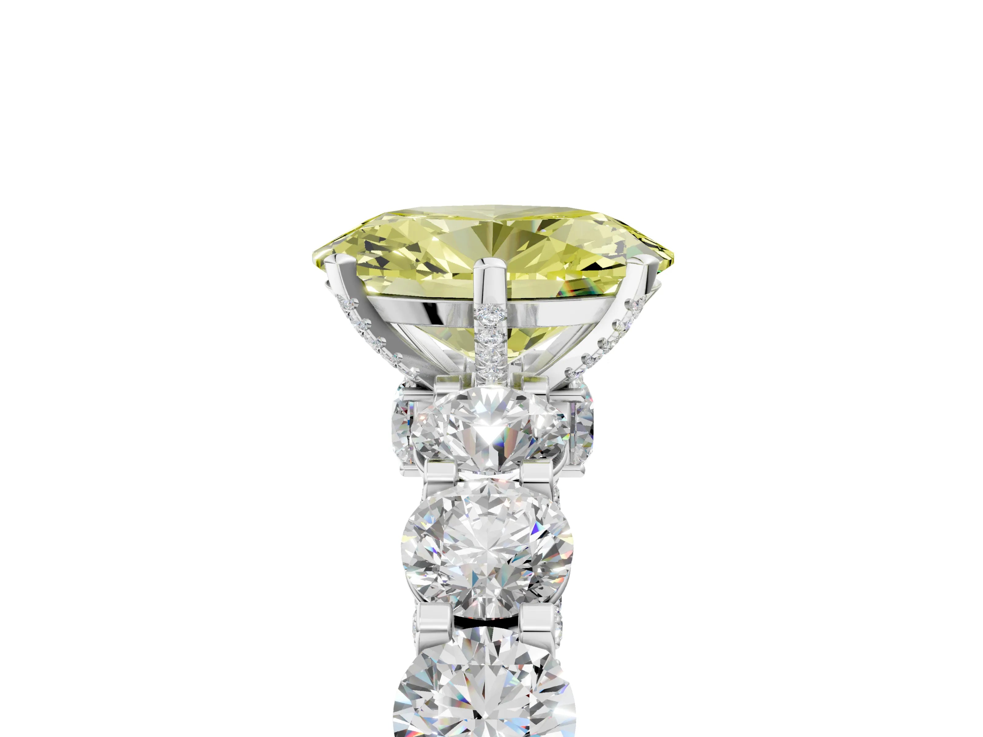 White gold Round Diamond Side Stone Engagement Ring with Six-Prong Setting_32