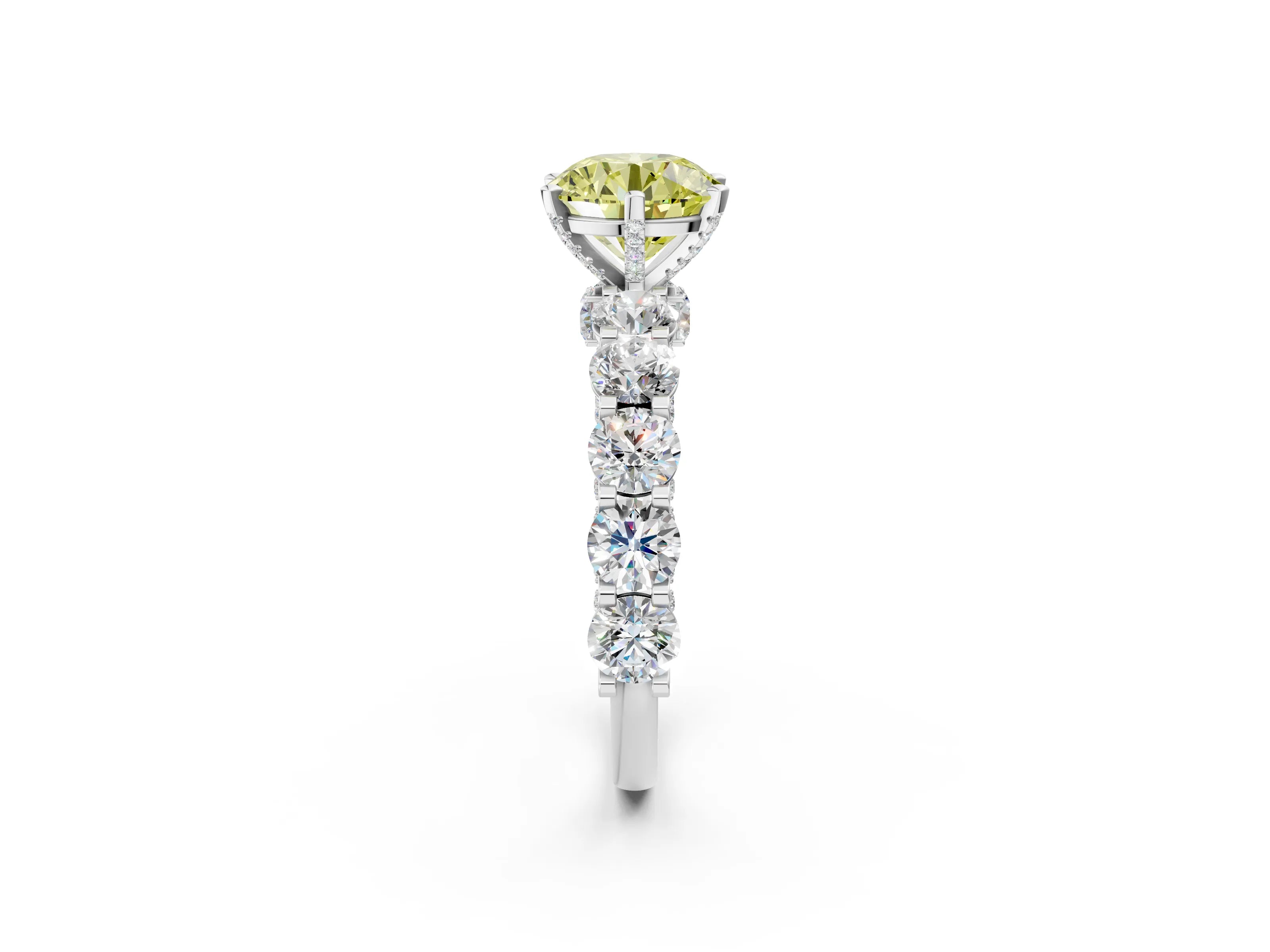 White gold Round Diamond Side Stone Engagement Ring with Six-Prong Setting_32