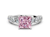 White gold Round Diamond Side Stone Engagement Ring with Six-Prong Setting_33