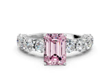 White gold Round Diamond Side Stone Engagement Ring with Six-Prong Setting_33