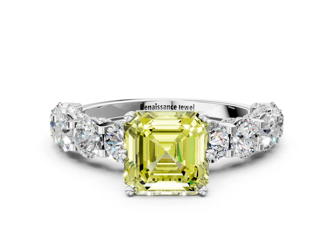White gold Round Diamond Side Stone Engagement Ring with Six-Prong Setting_33