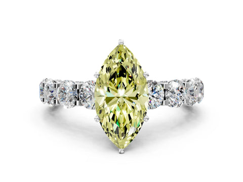 White gold Round Diamond Side Stone Engagement Ring with Six-Prong Setting_34