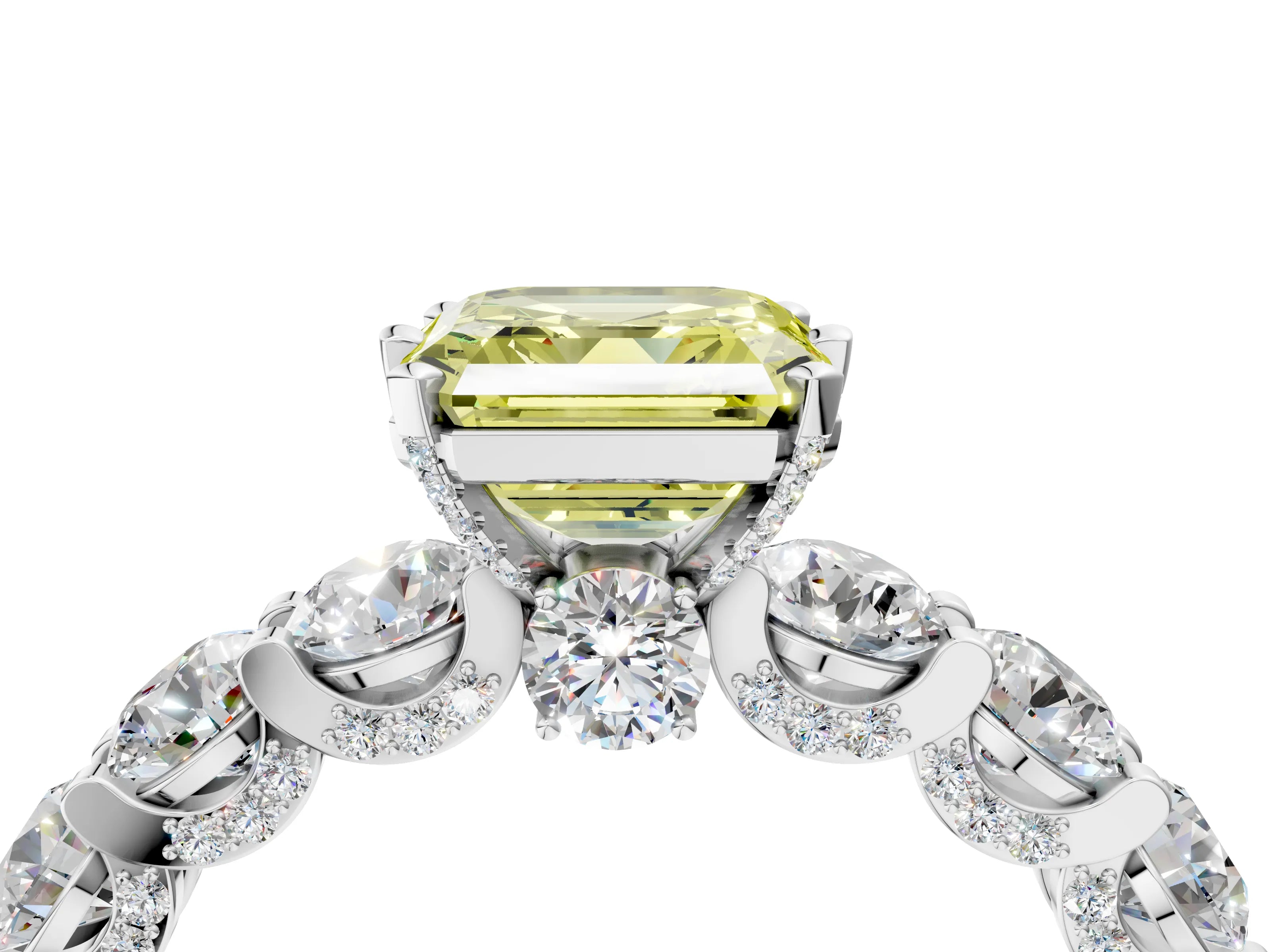 White gold Round Diamond Side Stone Engagement Ring with Six-Prong Setting_34