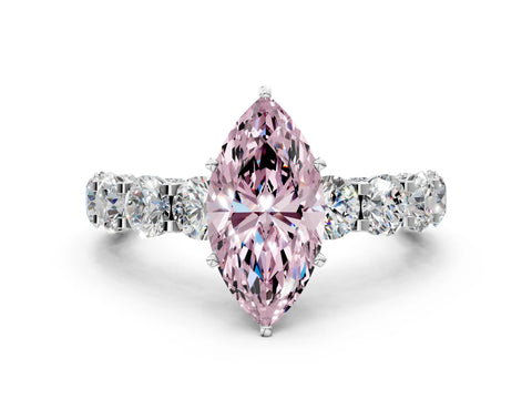 White gold Round Diamond Side Stone Engagement Ring with Six-Prong Setting_34