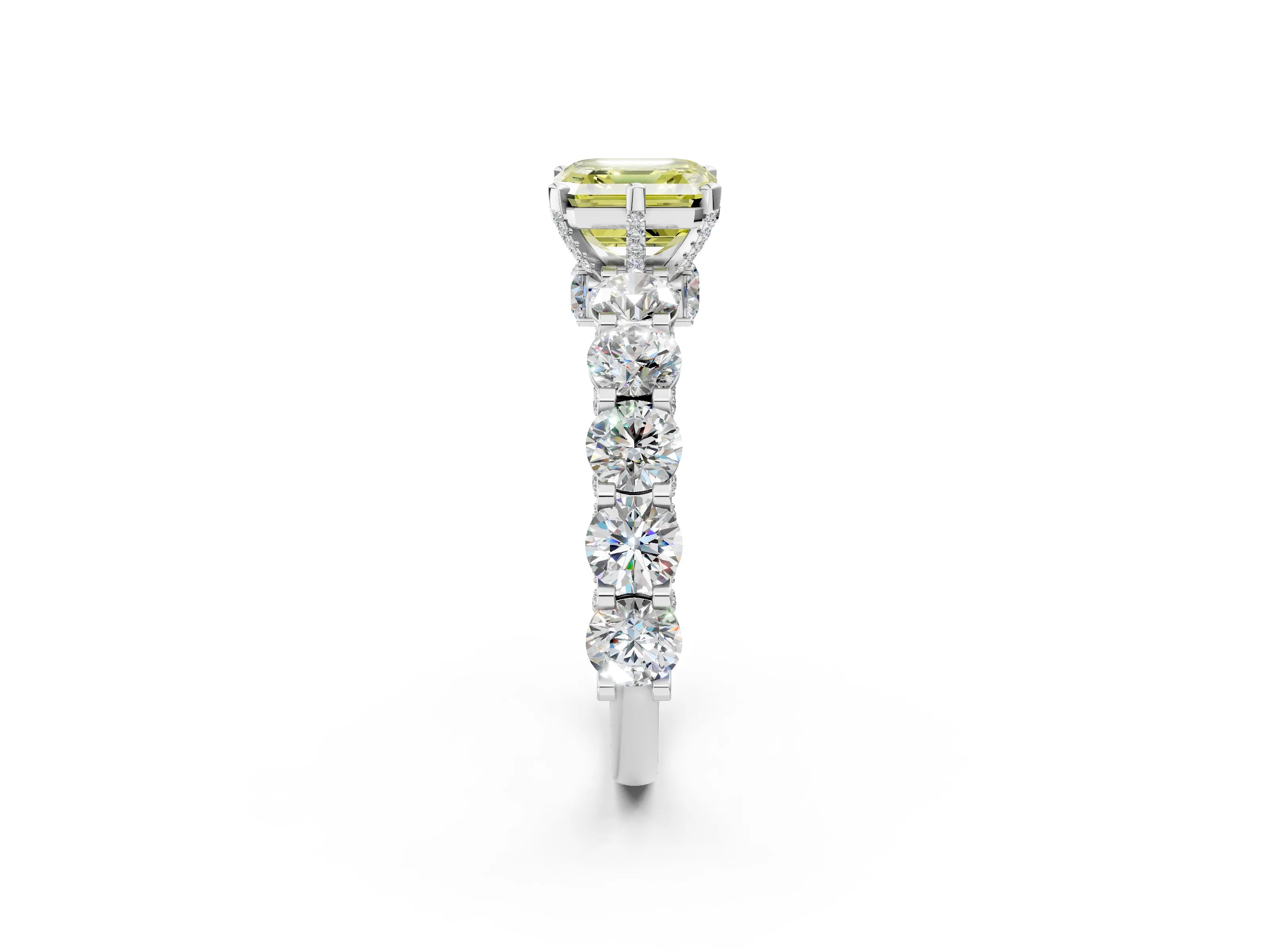 White gold Round Diamond Side Stone Engagement Ring with Six-Prong Setting_34