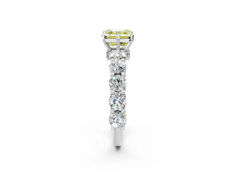 White gold Round Diamond Side Stone Engagement Ring with Six-Prong Setting_34