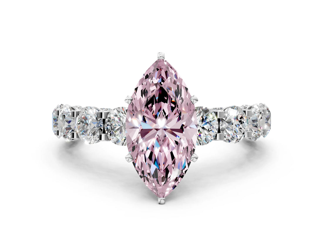 White gold Round Diamond Side Stone Engagement Ring with Six-Prong Setting_35