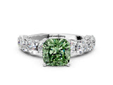 White gold Round Diamond Side Stone Engagement Ring with Six-Prong Setting