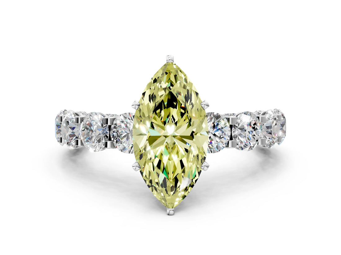 White gold Round Diamond Side Stone Engagement Ring with Six-Prong Setting_36