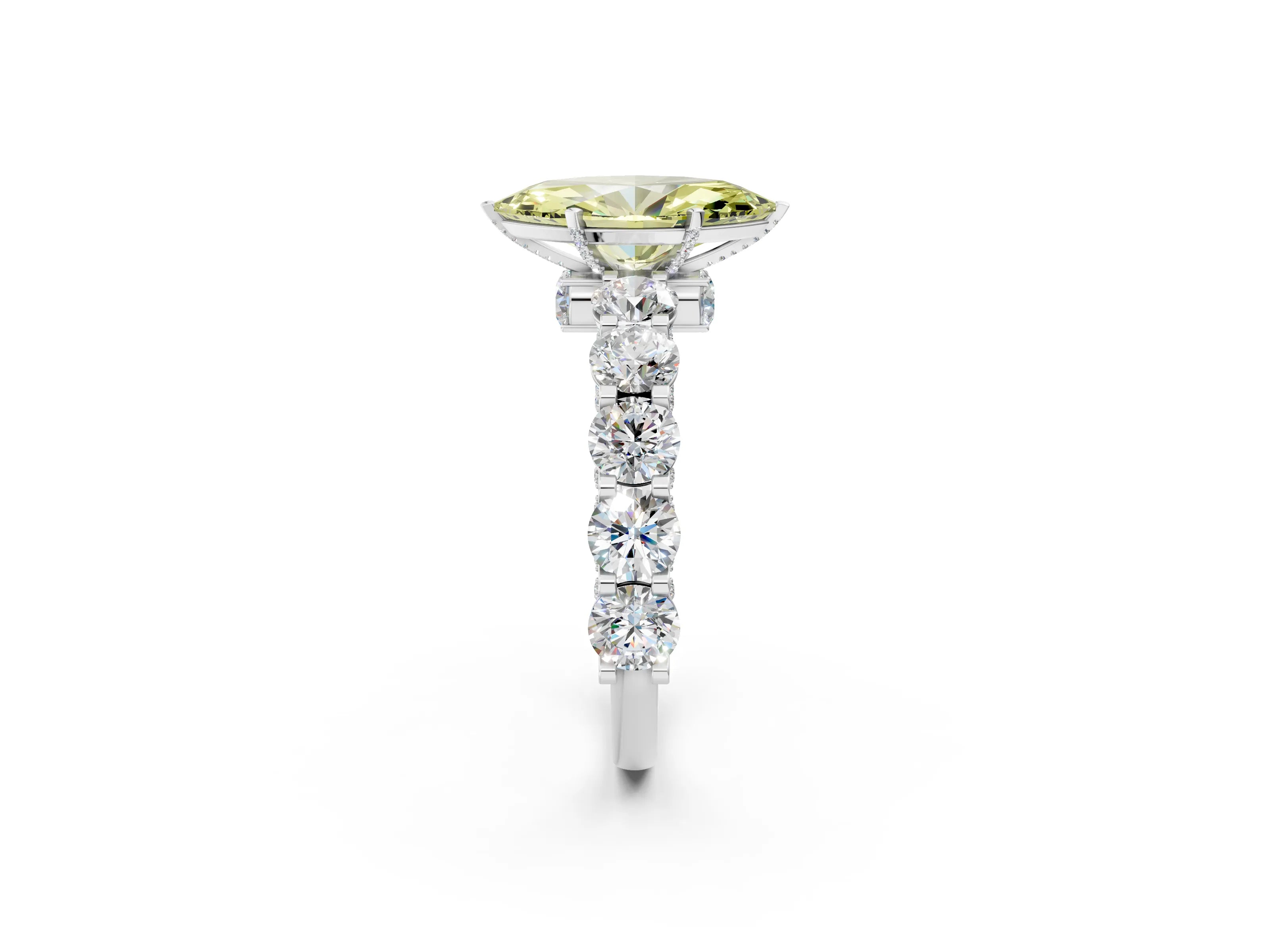 White gold Round Diamond Side Stone Engagement Ring with Six-Prong Setting_36