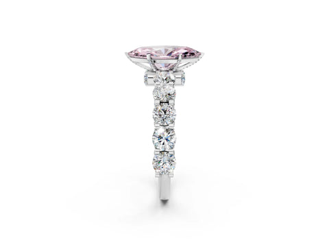 White gold Round Diamond Side Stone Engagement Ring with Six-Prong Setting_36