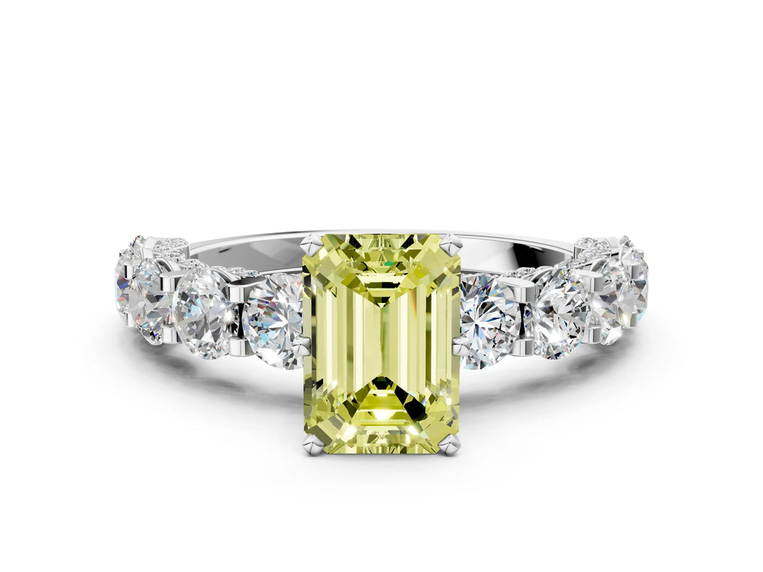 White gold Round Diamond Side Stone Engagement Ring with Six-Prong Setting_36
