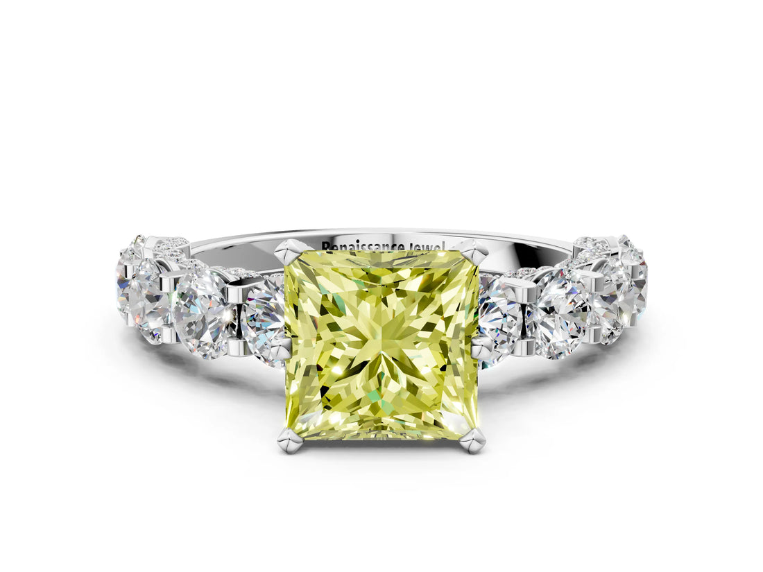 White gold Round Diamond Side Stone Engagement Ring with Six-Prong Setting_36