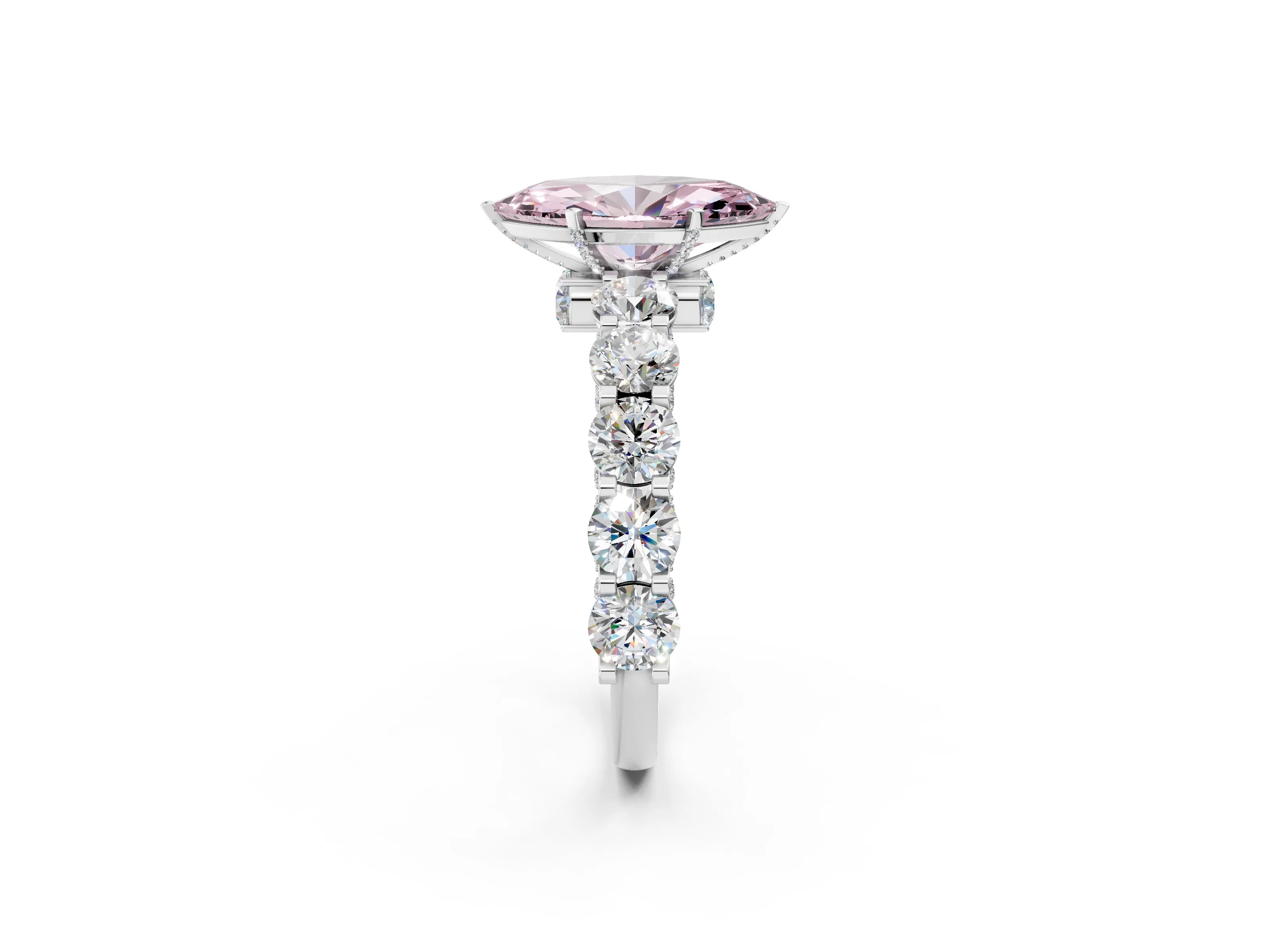 White gold Round Diamond Side Stone Engagement Ring with Six-Prong Setting_37