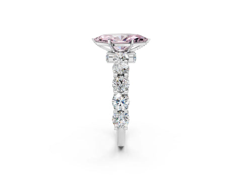 White gold Round Diamond Side Stone Engagement Ring with Six-Prong Setting_37