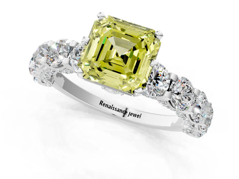White gold Round Diamond Side Stone Engagement Ring with Six-Prong Setting_37