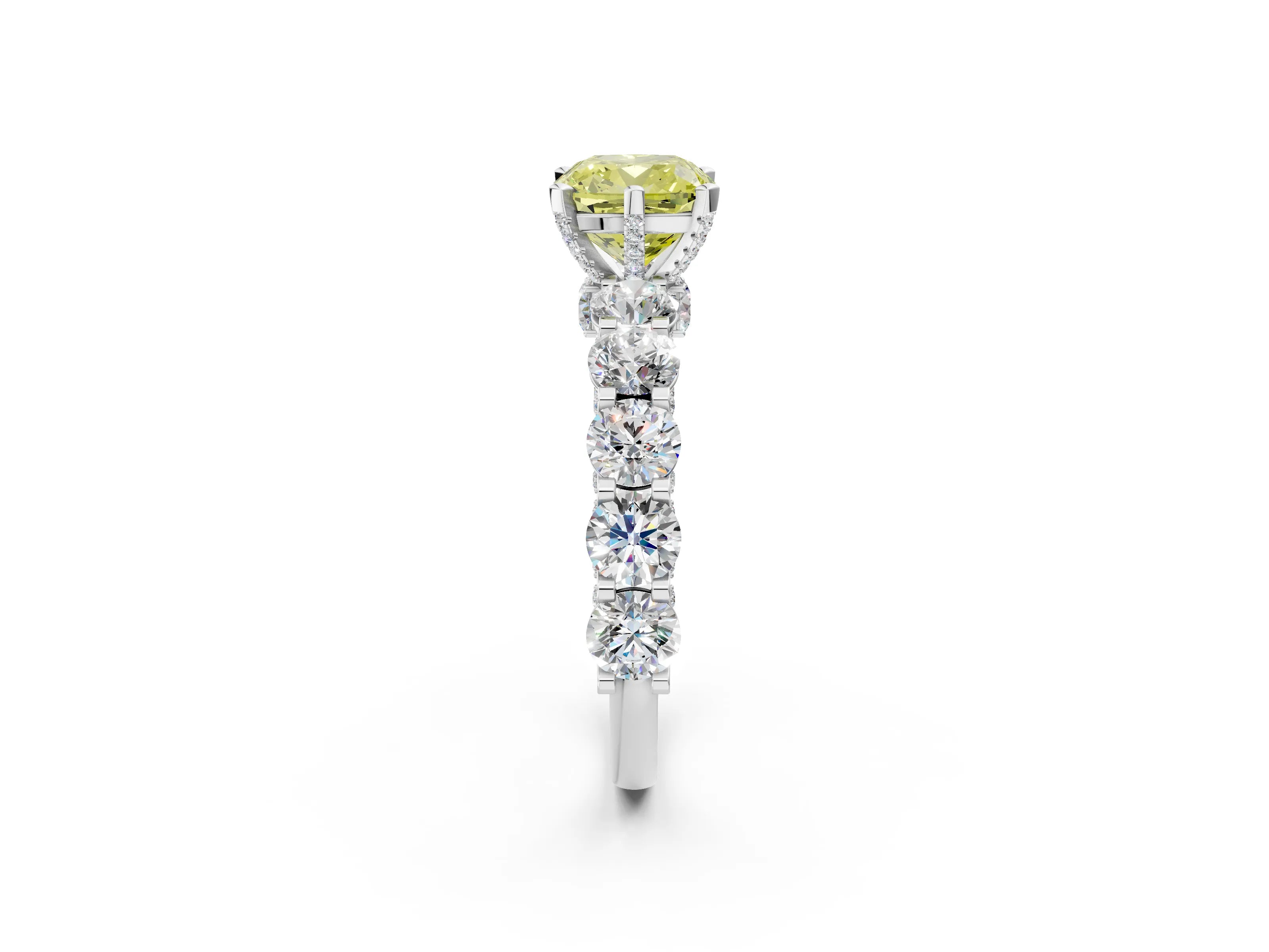 White gold Round Diamond Side Stone Engagement Ring with Six-Prong Setting_37