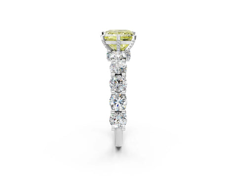 White gold Round Diamond Side Stone Engagement Ring with Six-Prong Setting_38