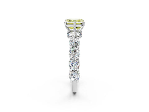 White gold Round Diamond Side Stone Engagement Ring with Six-Prong Setting_38