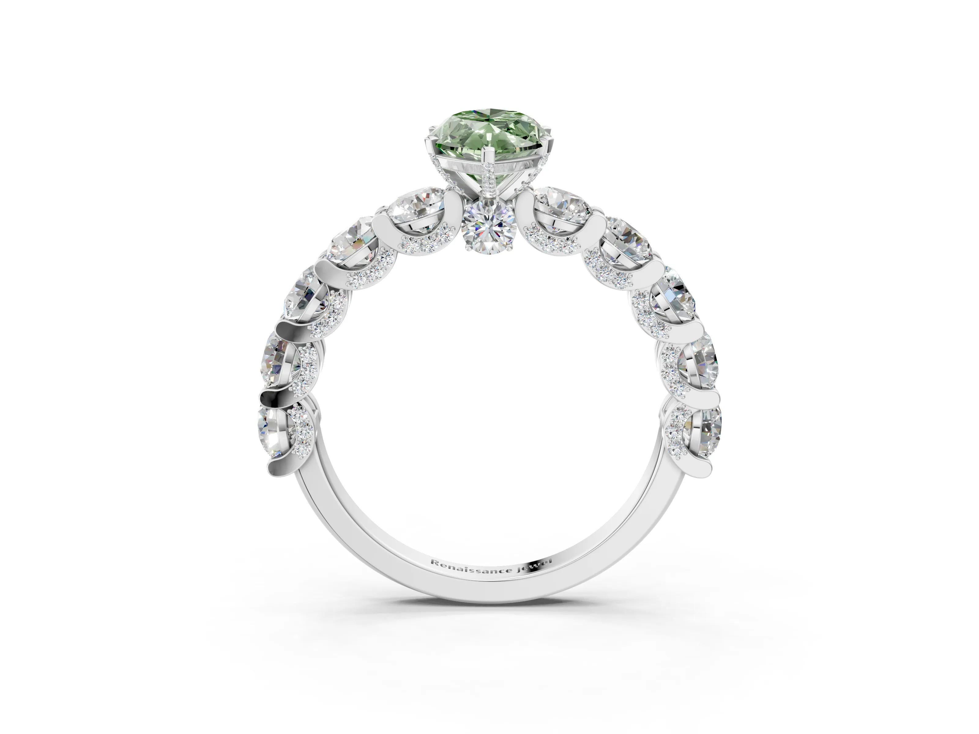 White gold Round Diamond Side Stone Engagement Ring with Six-Prong Setting_38