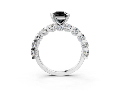 White gold Round Diamond Side Stone Engagement Ring with Six-Prong Setting_3