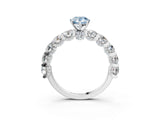 White gold Round Diamond Side Stone Engagement Ring with Six-Prong Setting_3